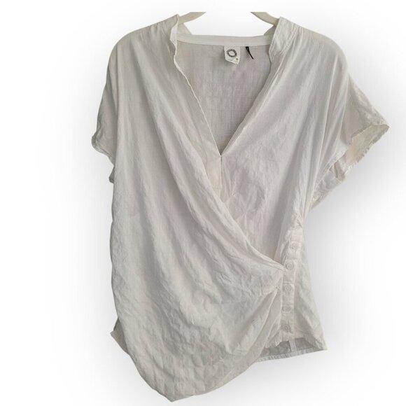 Anthropologie Akemi Kin White Poplin Wrap Top Cotton Blend Size 4 Summer - Picture 2 of 8
